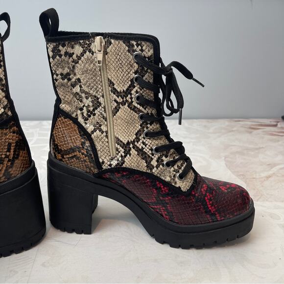 Bamboo snakeskin combat lace up boots 7.5 - Picture 3 of 14
